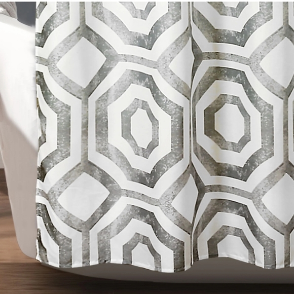 Octagon Blocks Shower Curtain White / Gray 72" × 72" - Picture 3 of 12